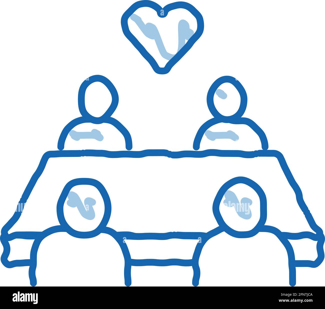 multiracial people sitting at table doodle icon hand drawn illustration ...