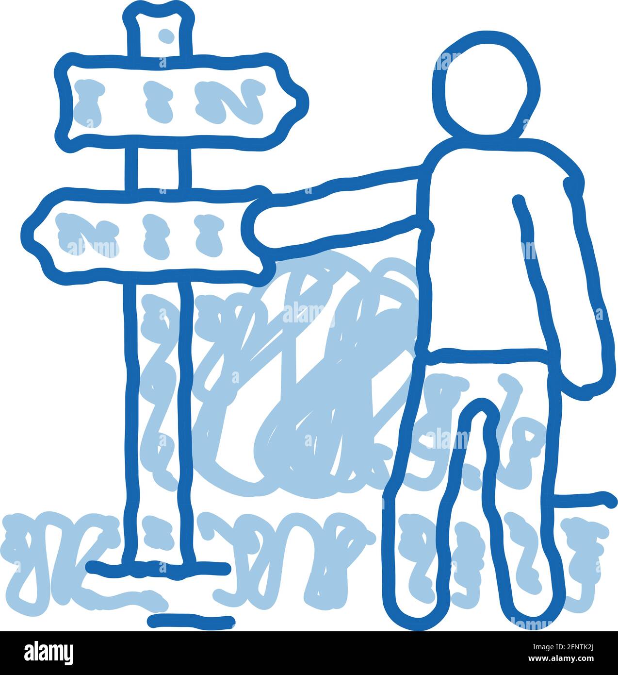 human direction pillar doodle icon hand drawn illustration Stock Vector