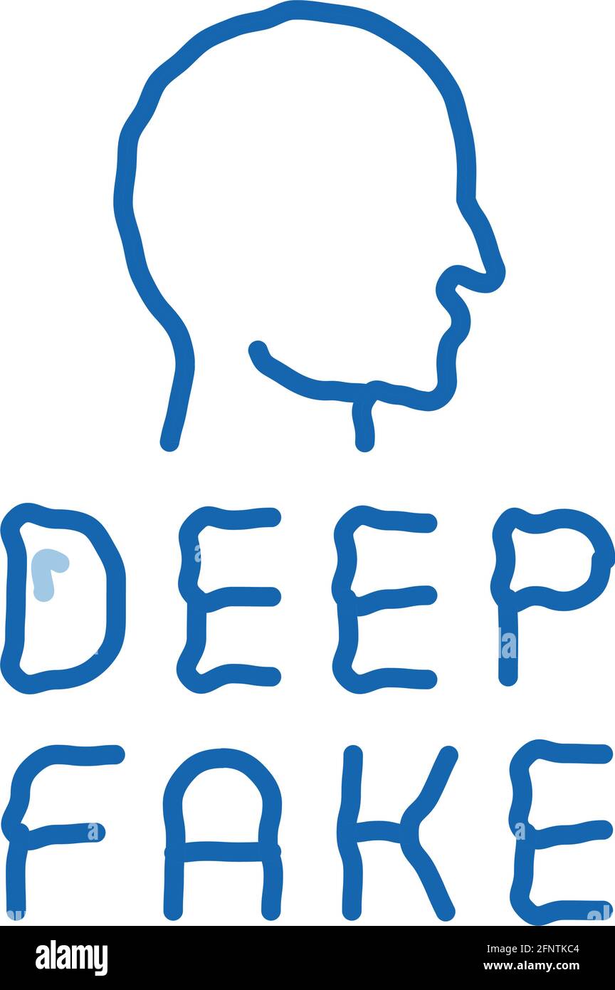deepfake human face doodle icon hand drawn illustration Stock Vector ...