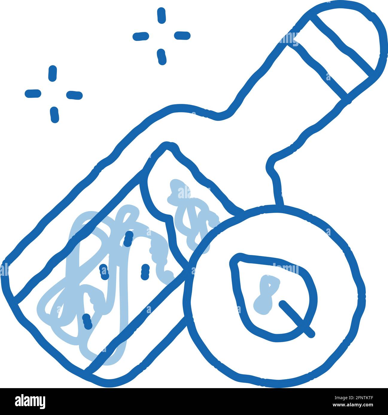 bottle with organic elixir doodle icon hand drawn illustration Stock ...