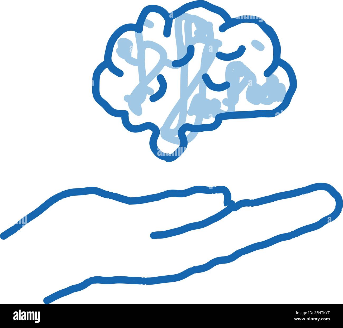 hand hold brain doodle icon hand drawn illustration Stock Vector Image ...