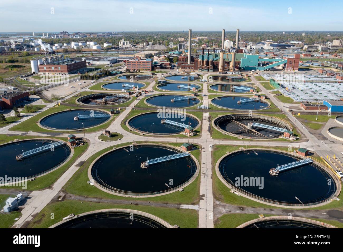 Detroit, Michigan - The Great Lakes Water Authority's sewage treatment plant, which serves Detroit and 76 other southeastern Michigan communities. The Stock Photo