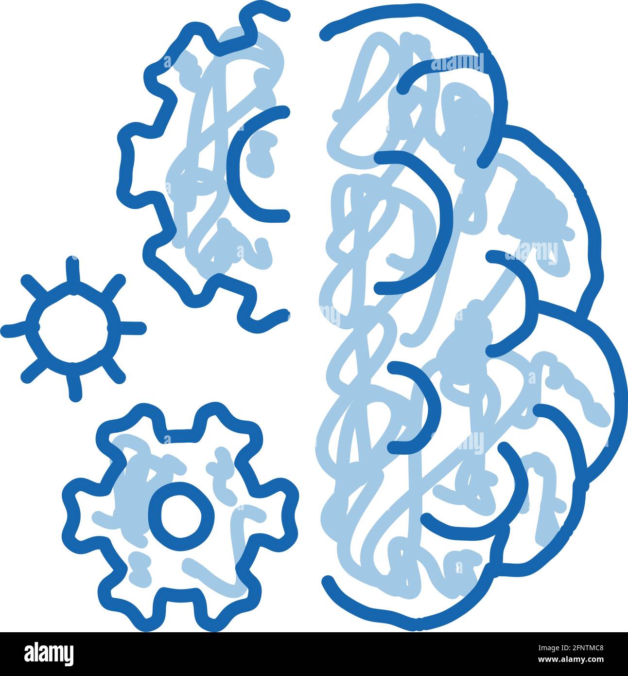 brain work mechanical gears doodle icon hand drawn illustration Stock ...