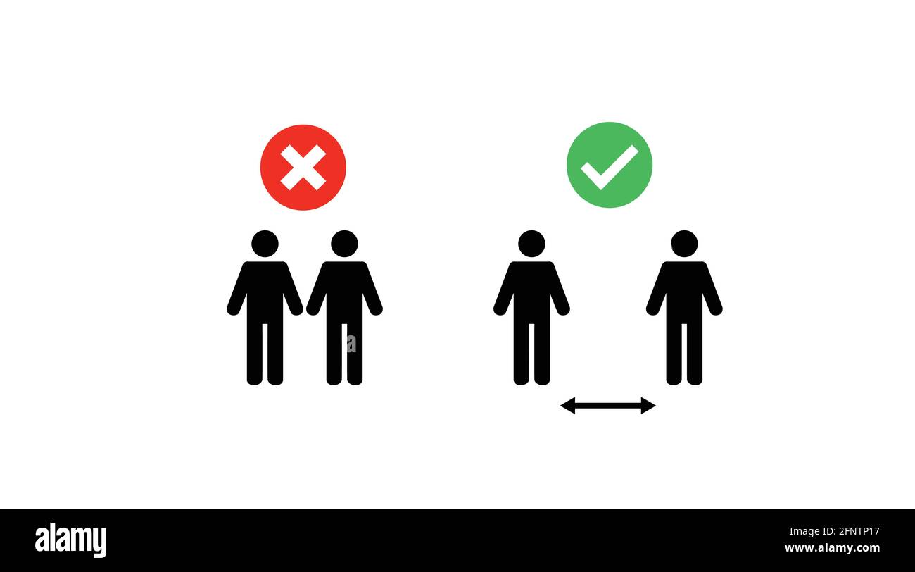 Social Distancing Icon or Sign. Vector isolated illustration of two ...