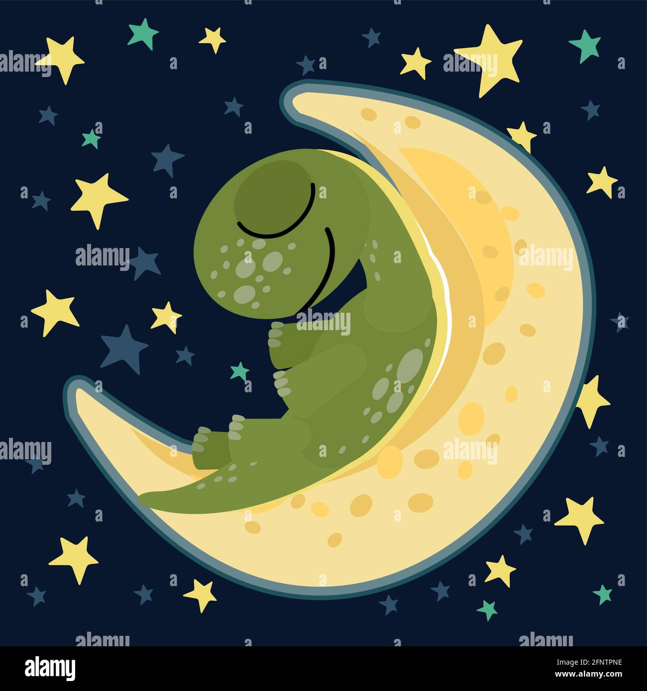 Baby dinosaur. Cheerful kind animal baby dino. Cartoons flat style. Prehistoric reptile. Funny. Illustration vector Stock Vector