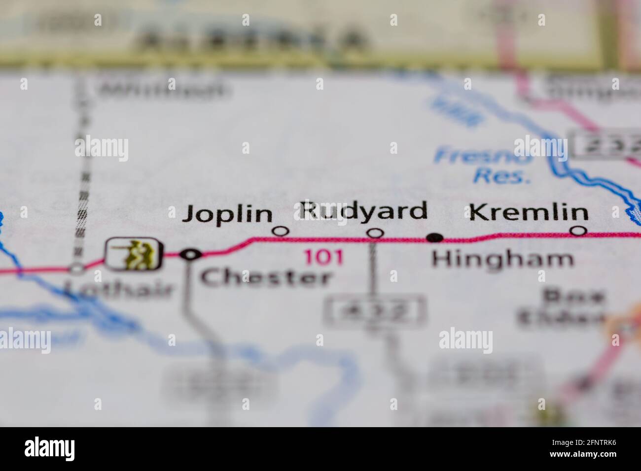 Rudyard Montana USA shown on a Geography map or road map Stock Photo