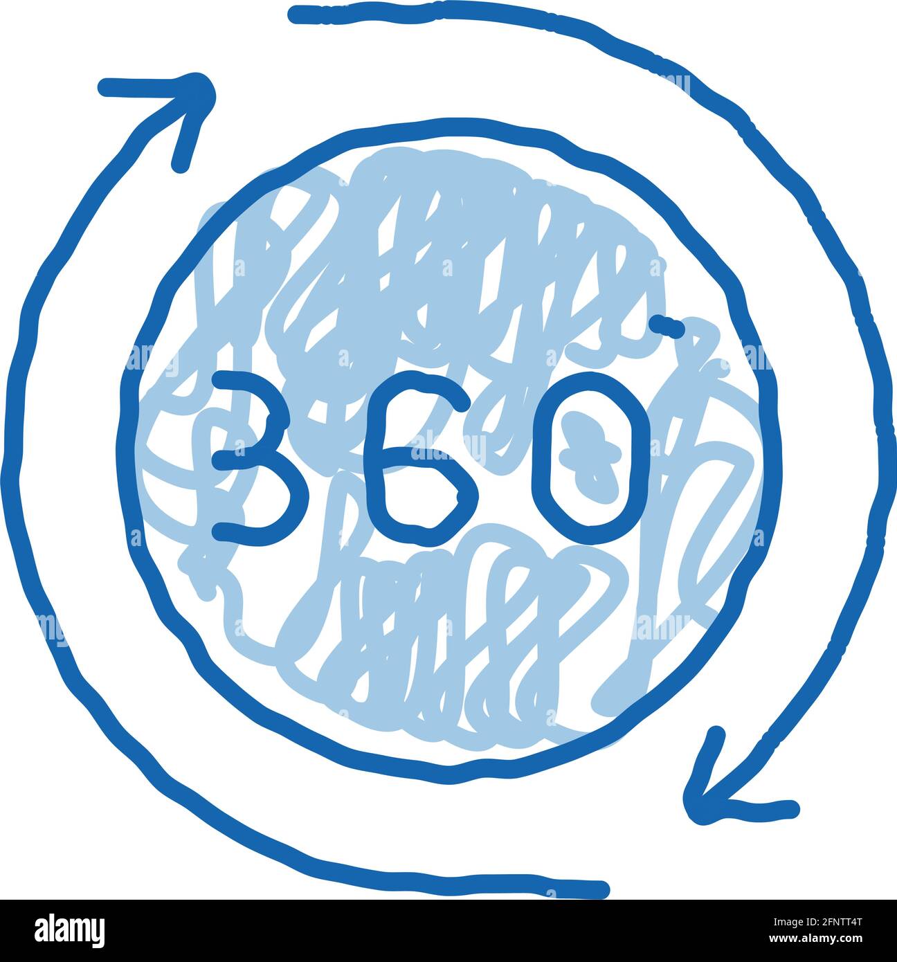 360 degree view doodle icon hand drawn illustration Stock Vector
