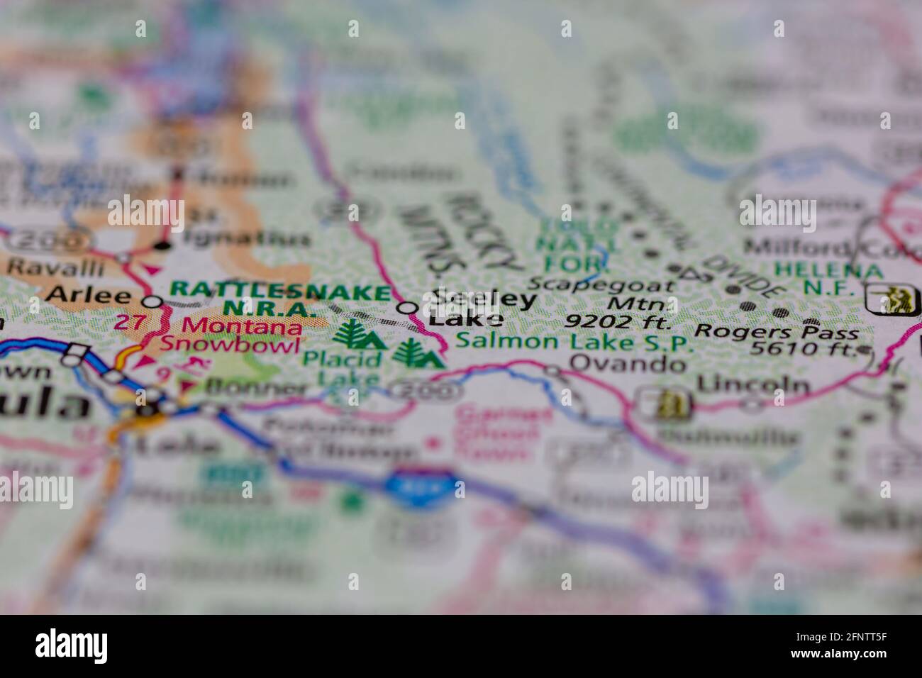 Seeley lake Montana USA shown on a Geography map or road map Stock