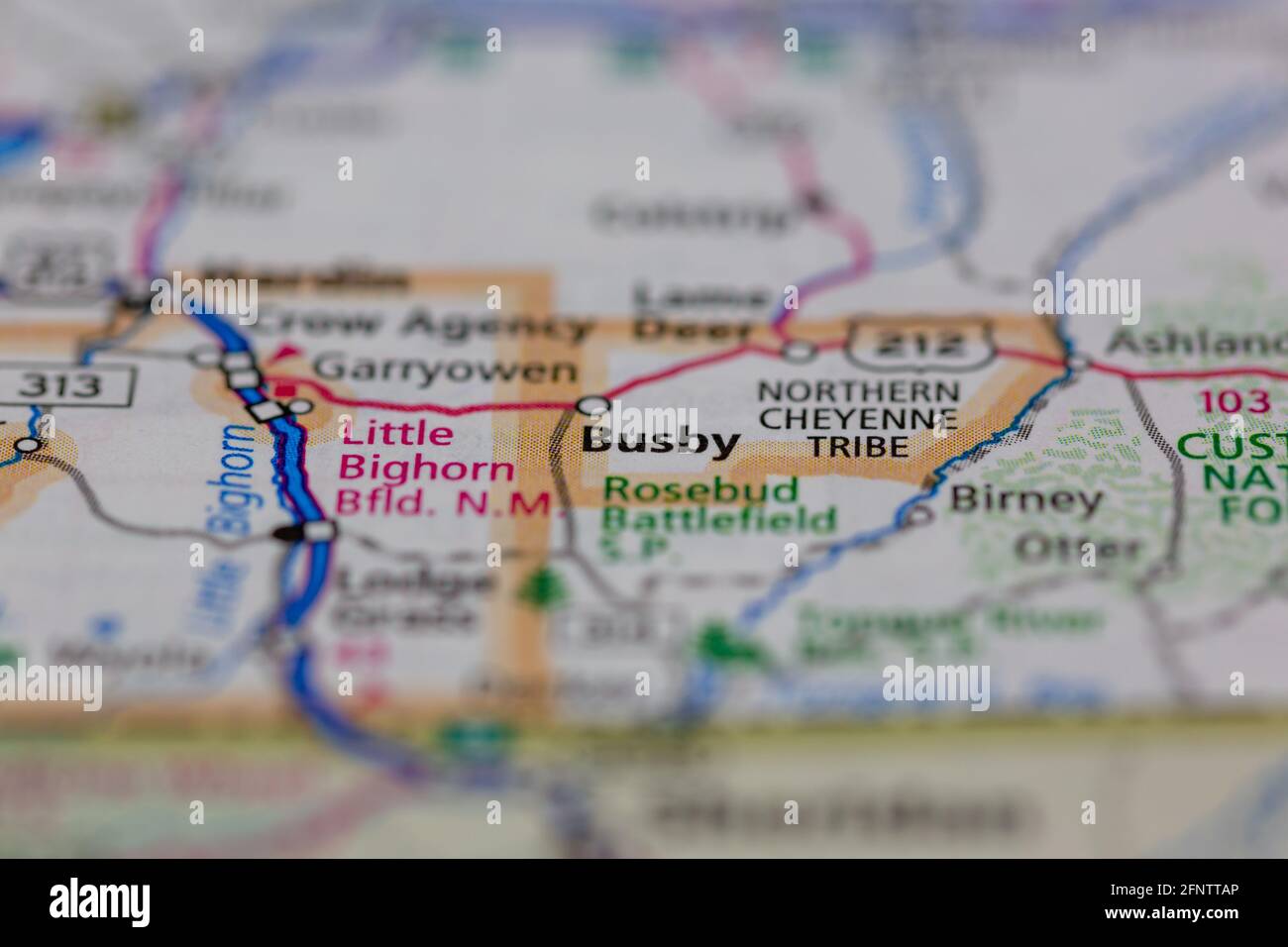 Busby Montana USA shown on a Geography map or road map Stock Photo