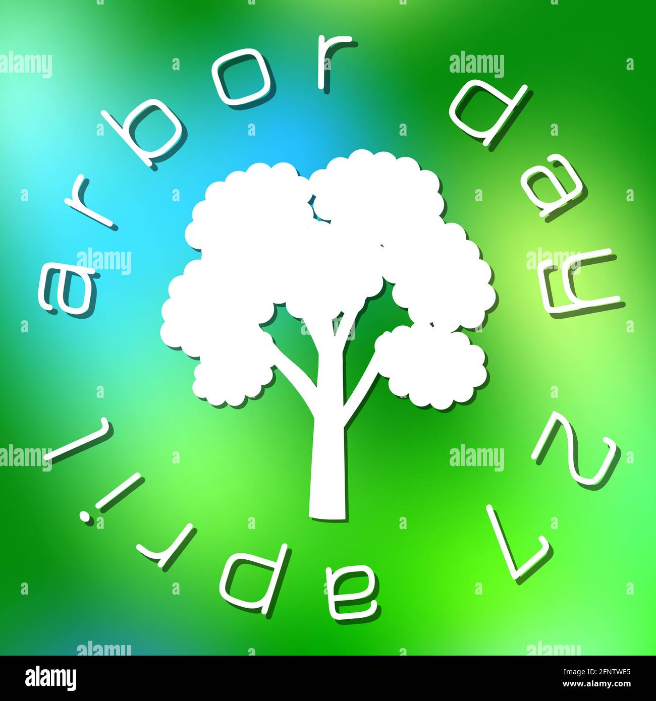 National Arbor Day. Silhouette of a tree. Circular text name and date