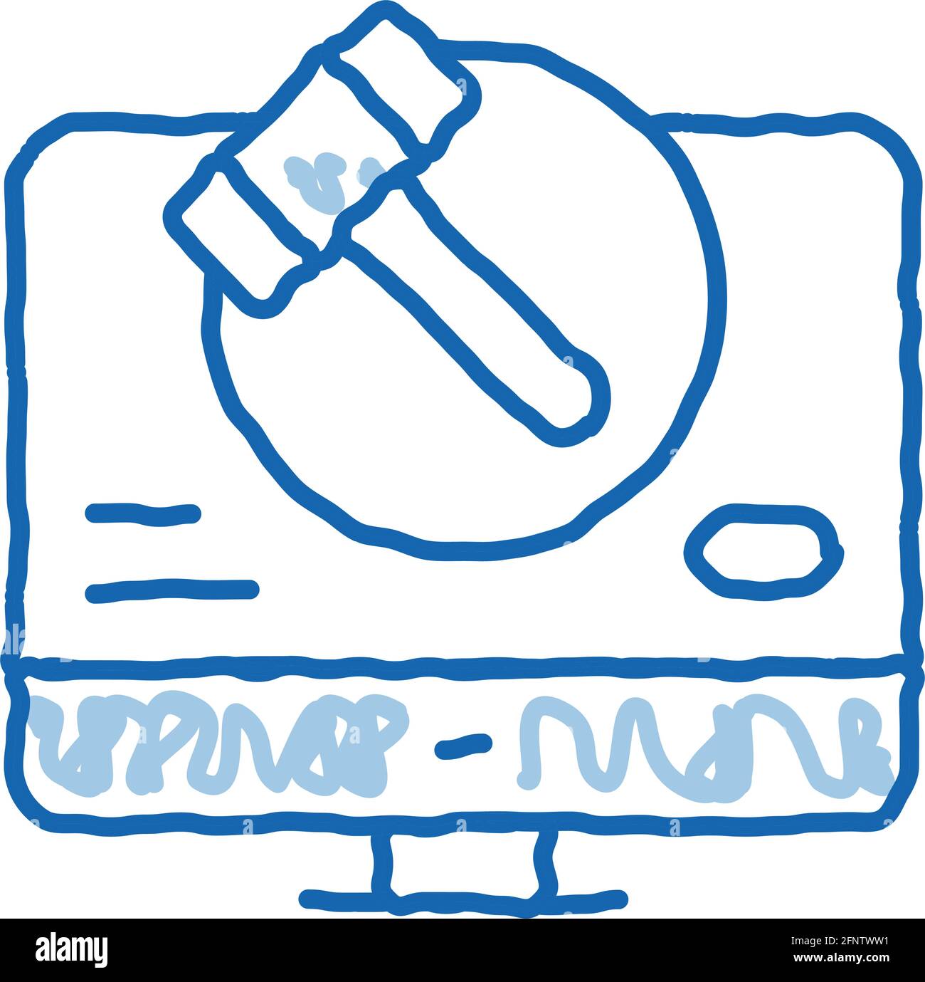 computer version of auction doodle icon hand drawn illustration Stock ...