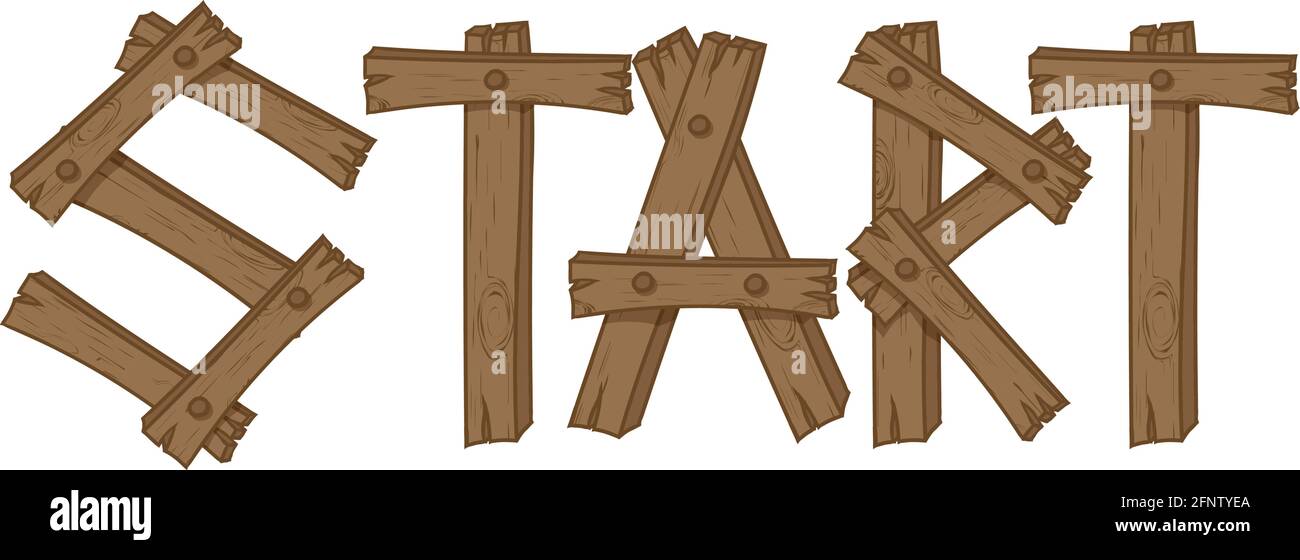 Wooden letters start. Vector illustration Stock Vector Image & Art - Alamy