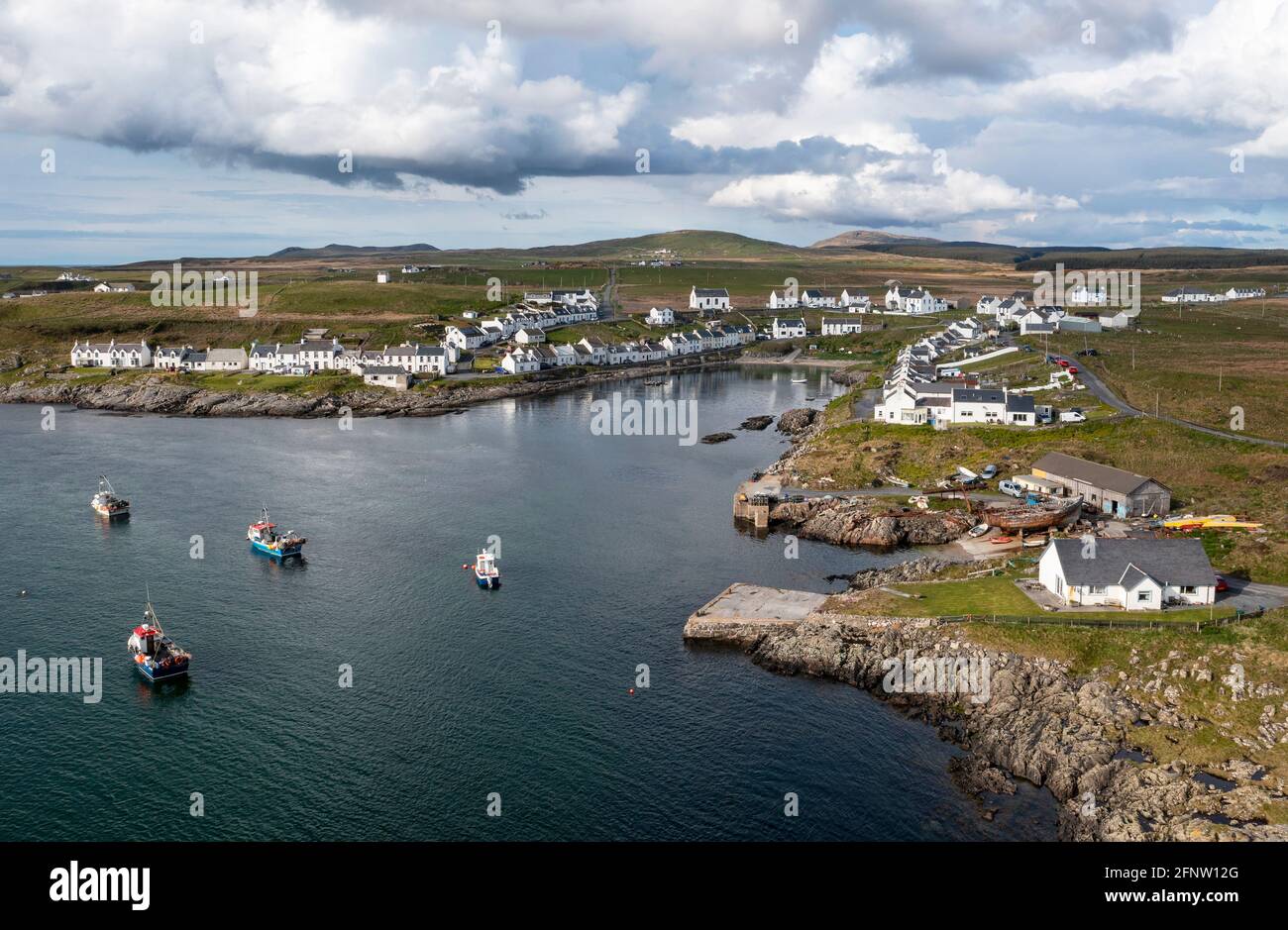 Aerial view of Portnahaven village on the west coast of islay, Inner