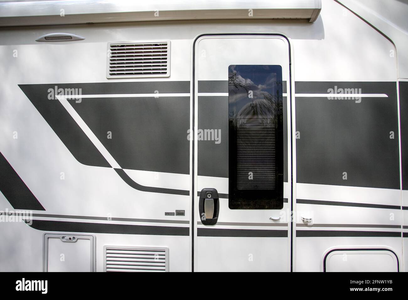 Camper. Closeup of body parts of the mobile home Stock Photo Alamy