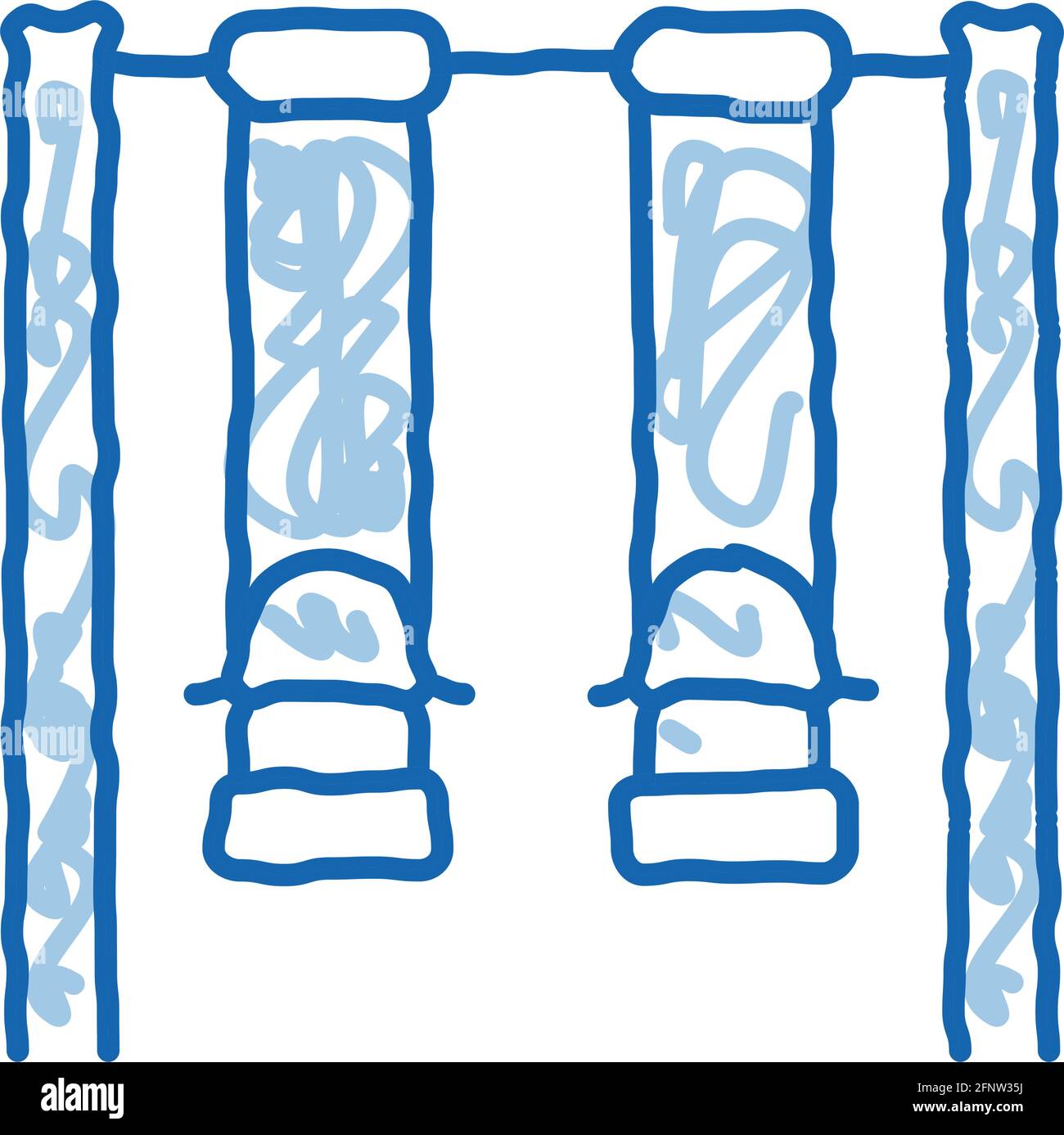 two swings for children doodle icon hand drawn illustration Stock