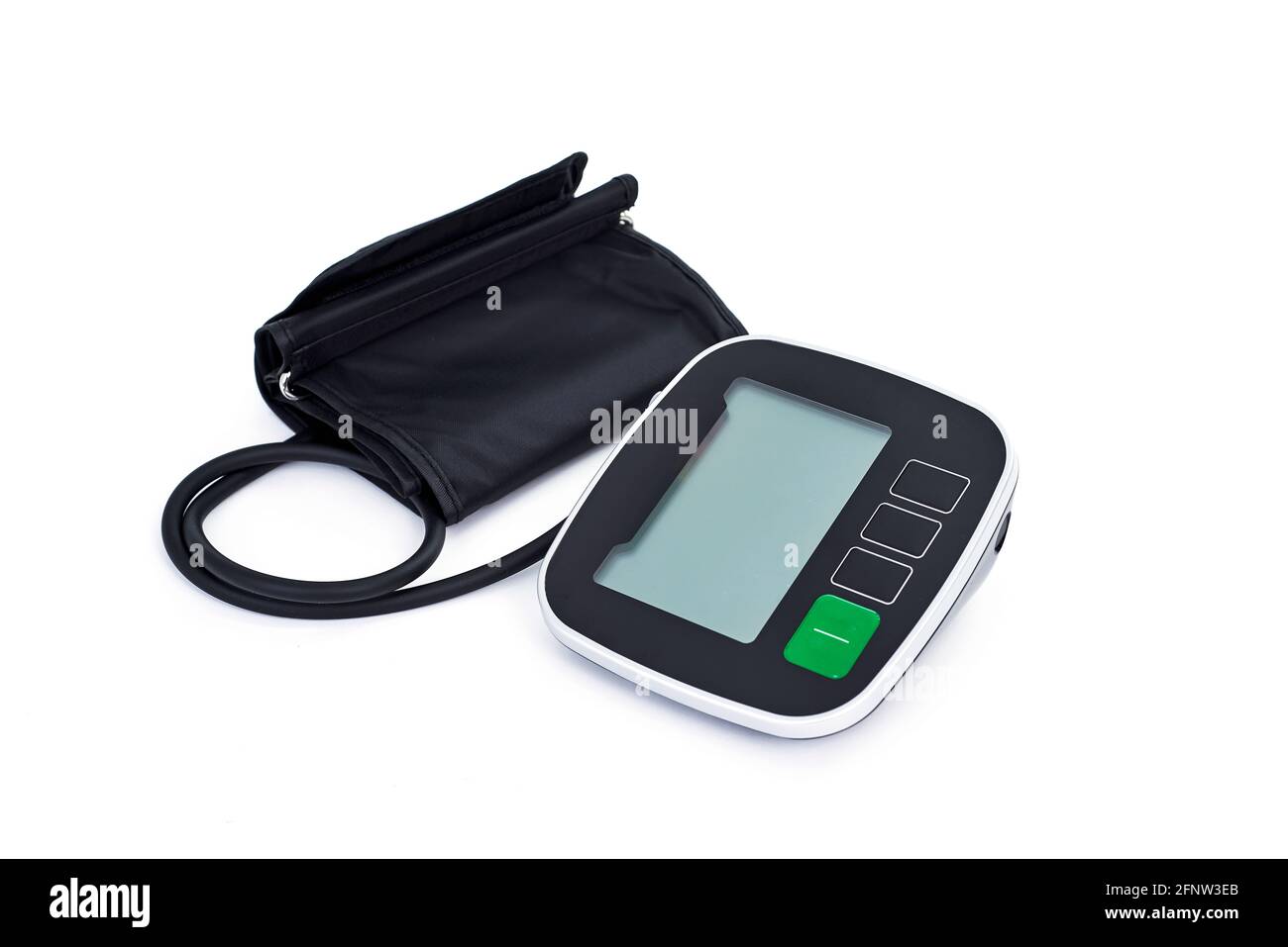 an electronic sphygmomanometer on a white background Stock Photo Alamy