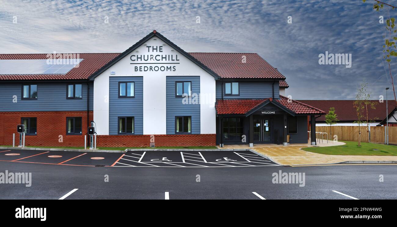 The Churchill Bedrooms, Royal Wootton Bassett, Wiltshire - the new accommodation at the Greene King Inn The Churchill, Stock Photo