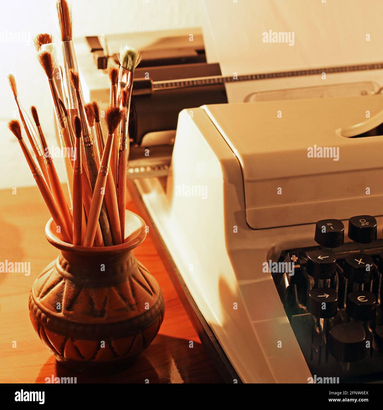 Typewriter. Romance. Brushes for drawing Stock Photo Alamy