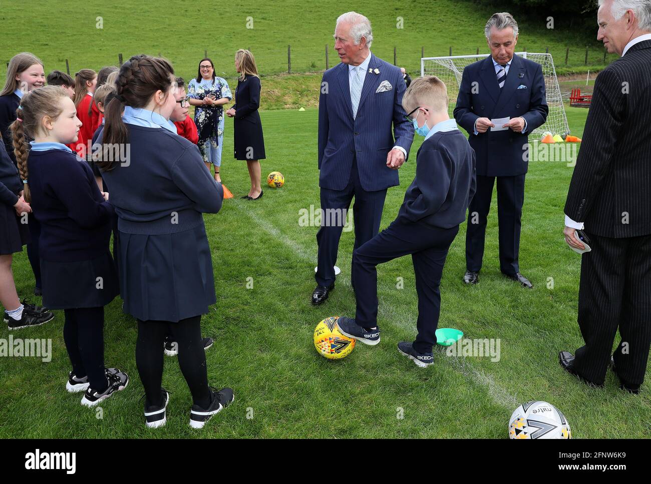 The Prince of Wales in conversation with local school children at ...