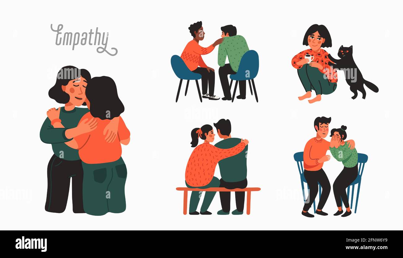 Empathy. Empathy and Compassion concept - people comforting each other.  Helping hand or psychological care. Vector illustration in flat cartoon  style Stock Vector Image & Art - Alamy