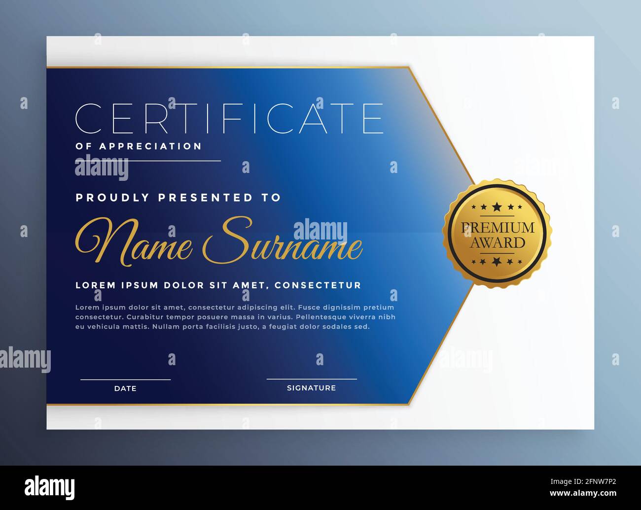 appreciation certificate template in blue theme Stock Vector Image Inside Thanks Certificate Template