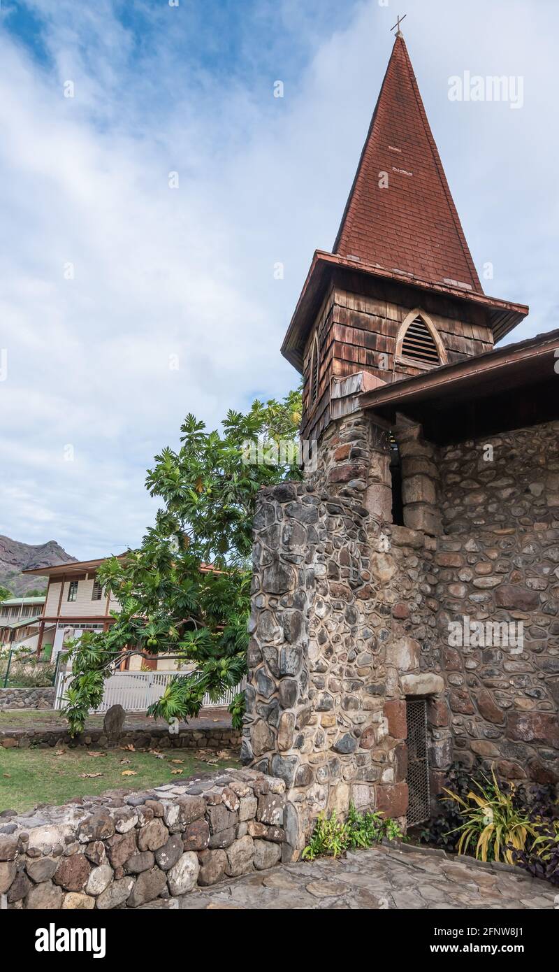 Cathedral of Taiohae, Nuku Hiva. Stock Photo
