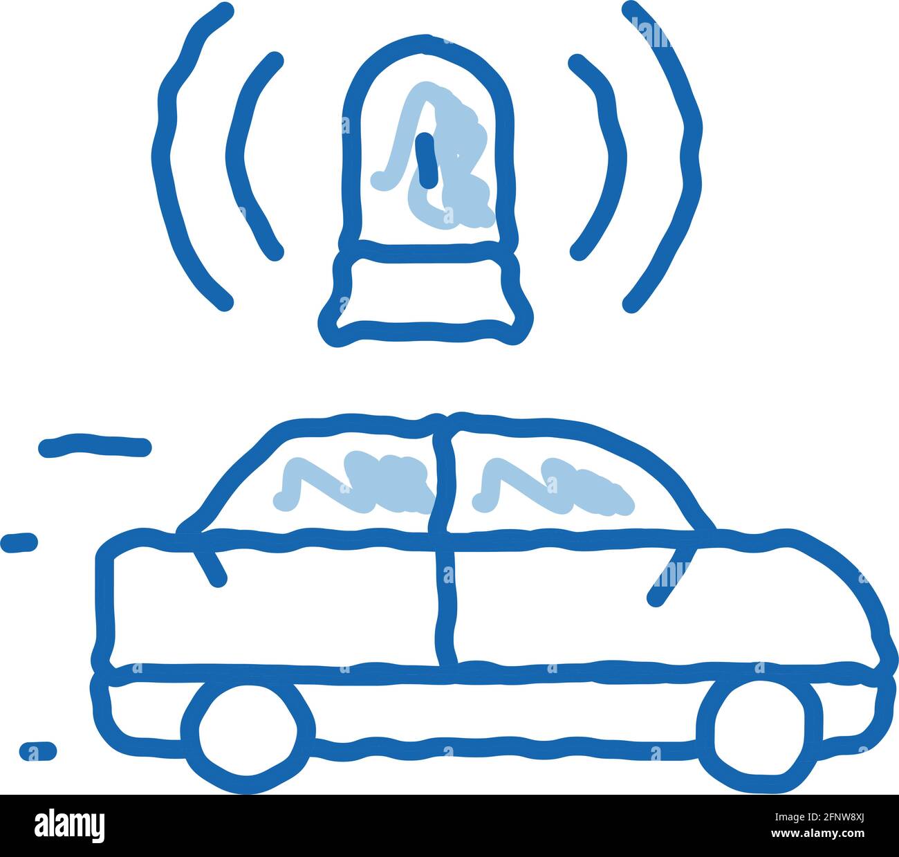 flashing police car doodle icon hand drawn illustration Stock Vector ...