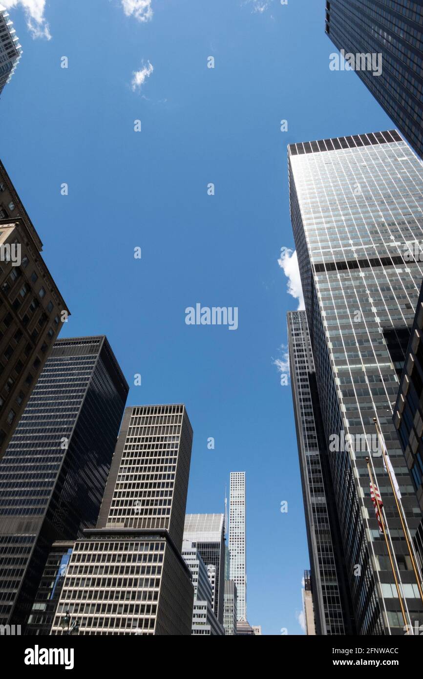 A canyon of buildings in Midtown Manhattan on Park Avenue, New York