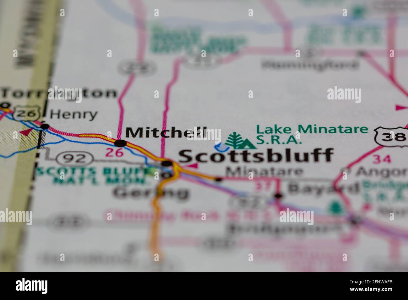 Mitchell Nebraska USA Shown on a Geography map or Road map Stock Photo