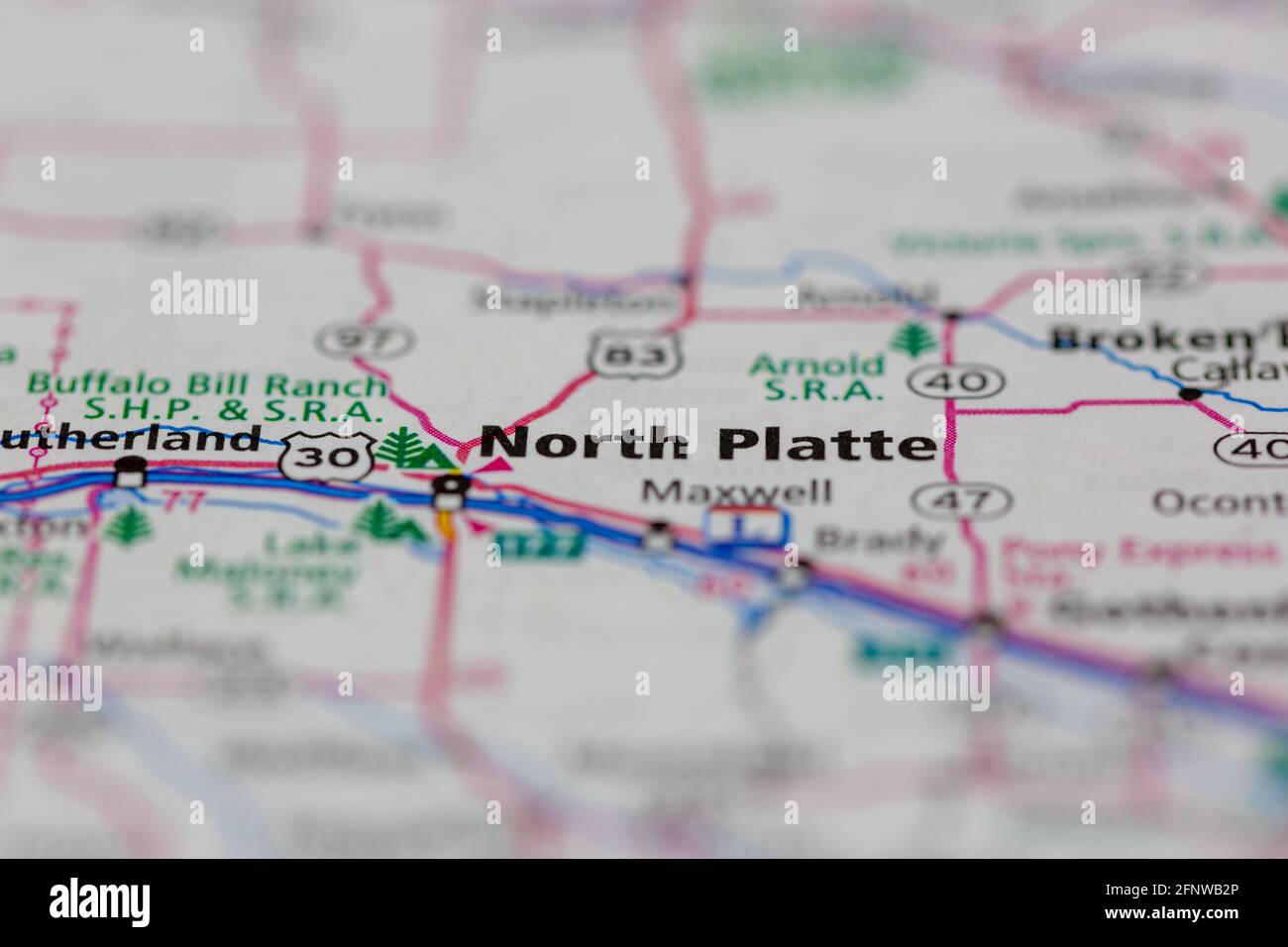 North Platte Nebraska USA Shown on a Geography map or Road map Stock