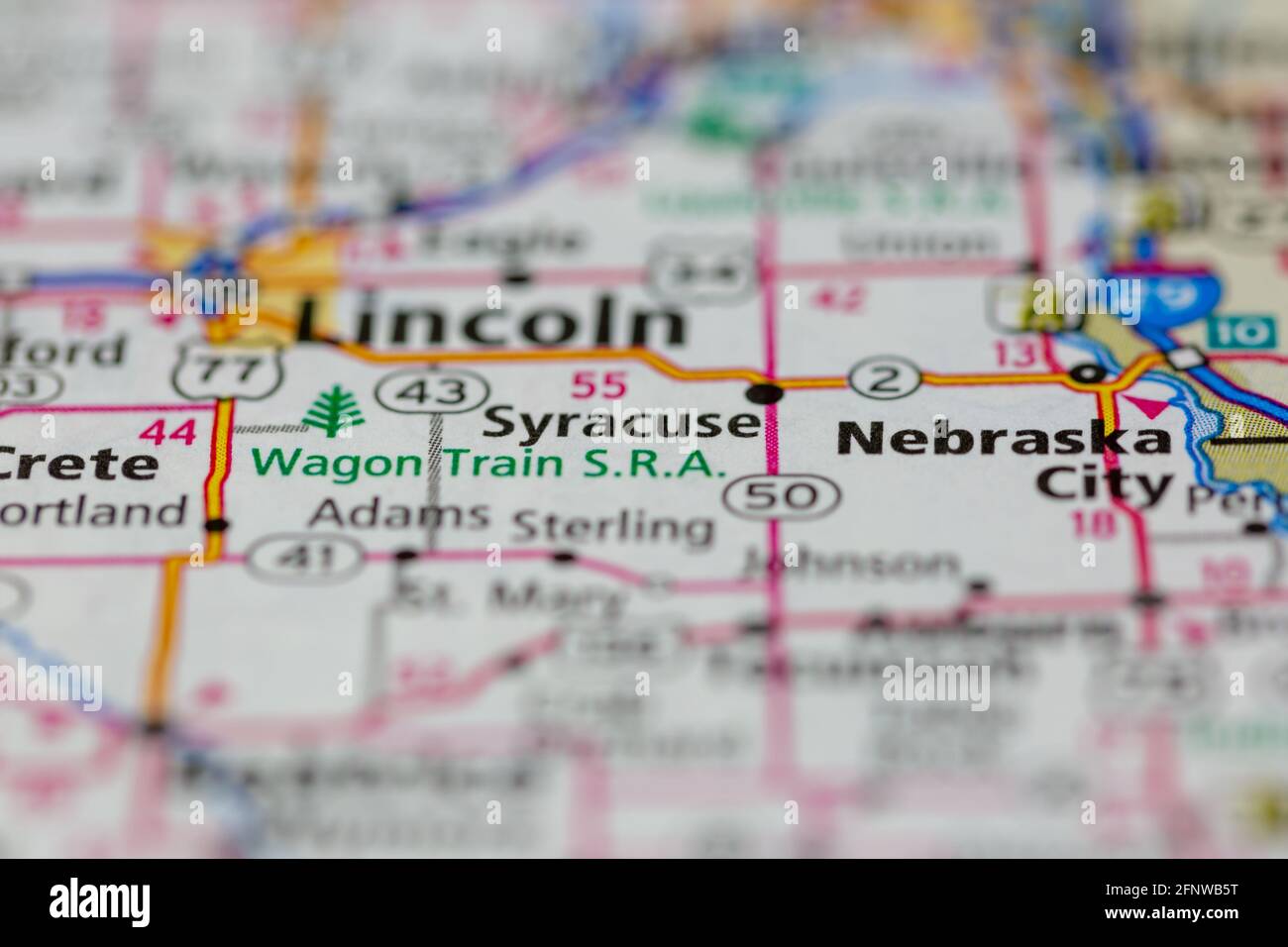 Syracuse Nebraska USA Shown on a Geography map or Road map Stock Photo