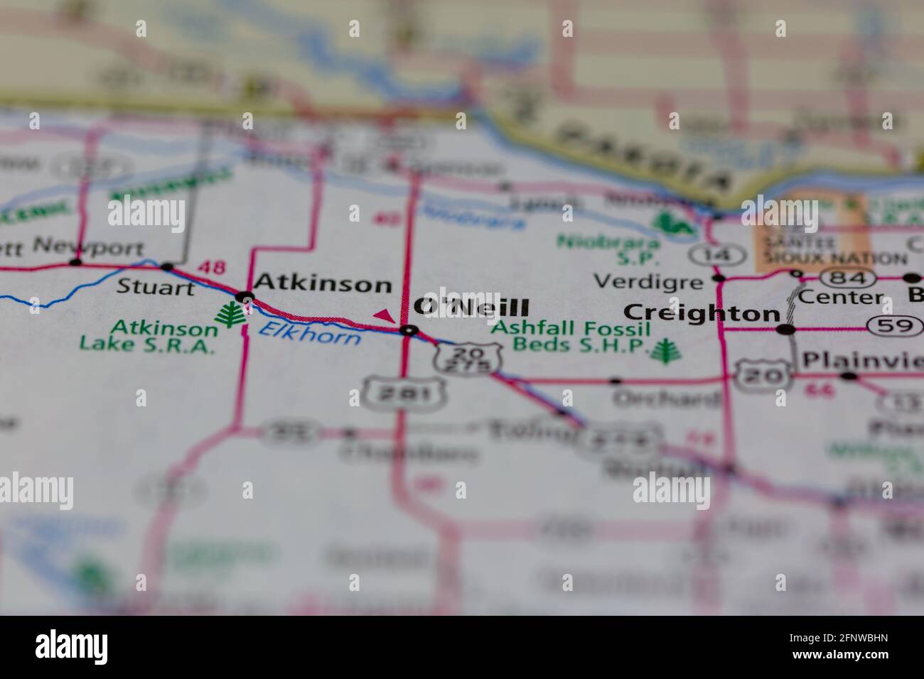 Oneill nebraska on a map hi res stock photography and images alamy
