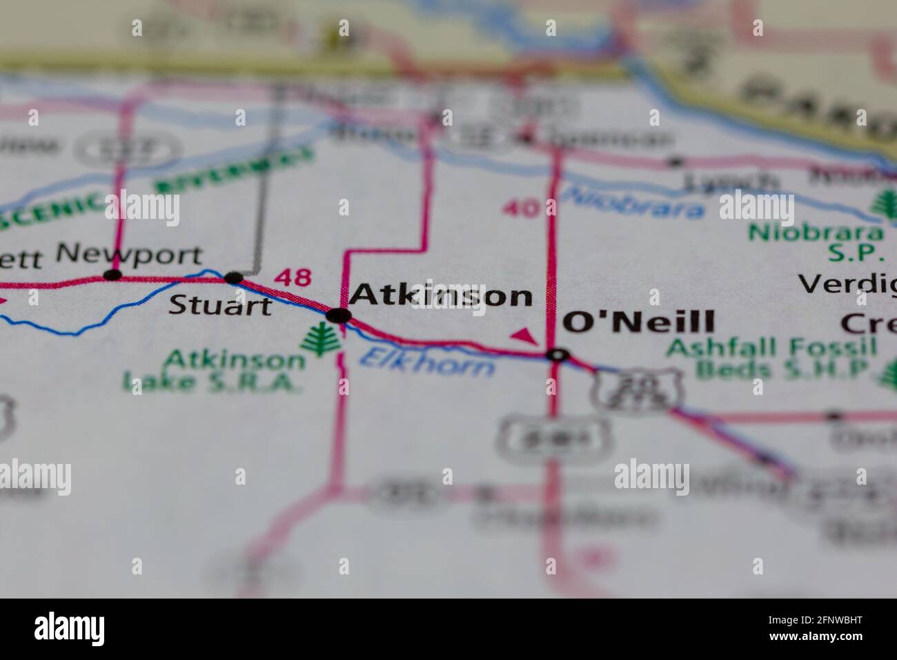 Atkinson Nebraska USA Shown on a Geography map or Road map Stock Photo