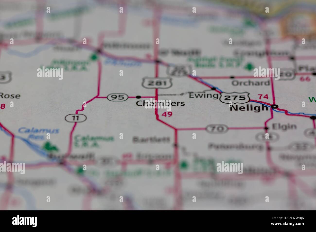 Chambers Nebraska USA Shown on a Geography map or Road map Stock Photo