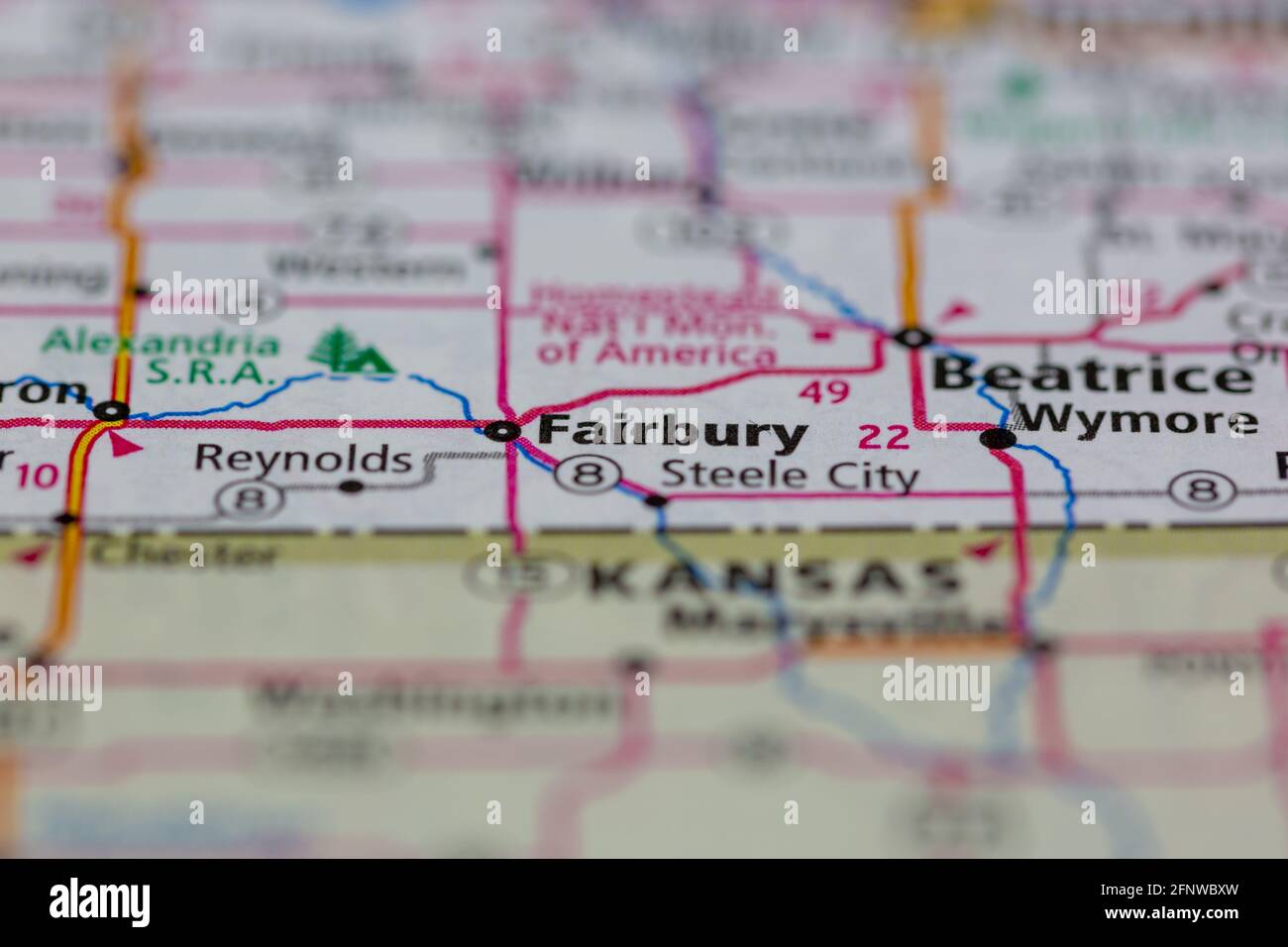 Fairbury Nebraska USA Shown on a Geography map or Road map Stock Photo