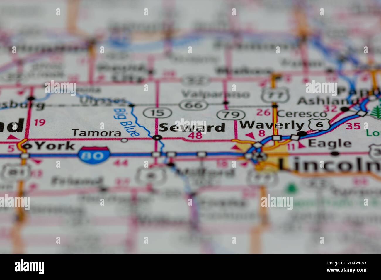 Seward Nebraska USA Shown on a Geography map or Road map Stock Photo 