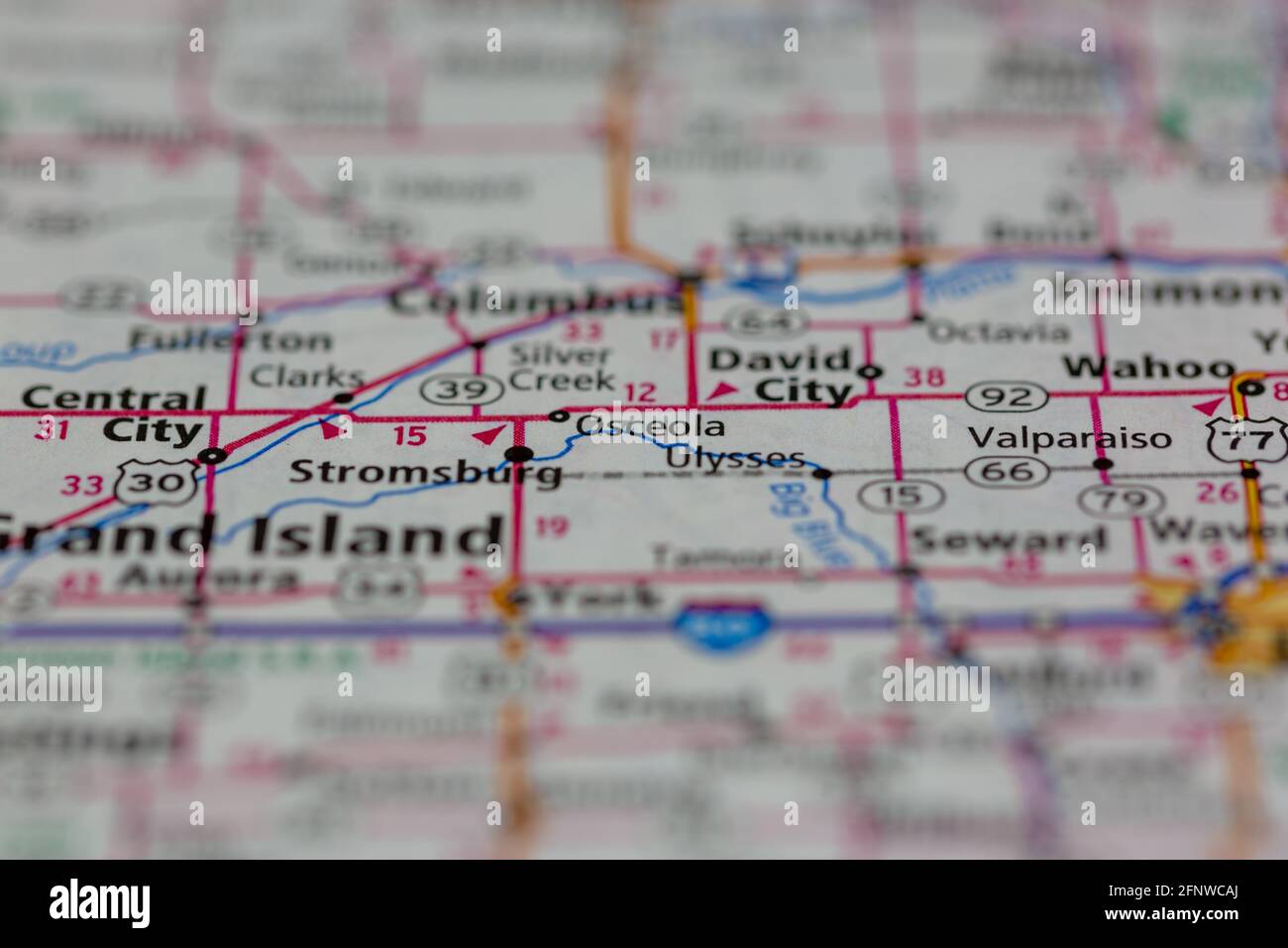 Osceola Nebraska USA Shown on a Geography map or Road map Stock Photo ...