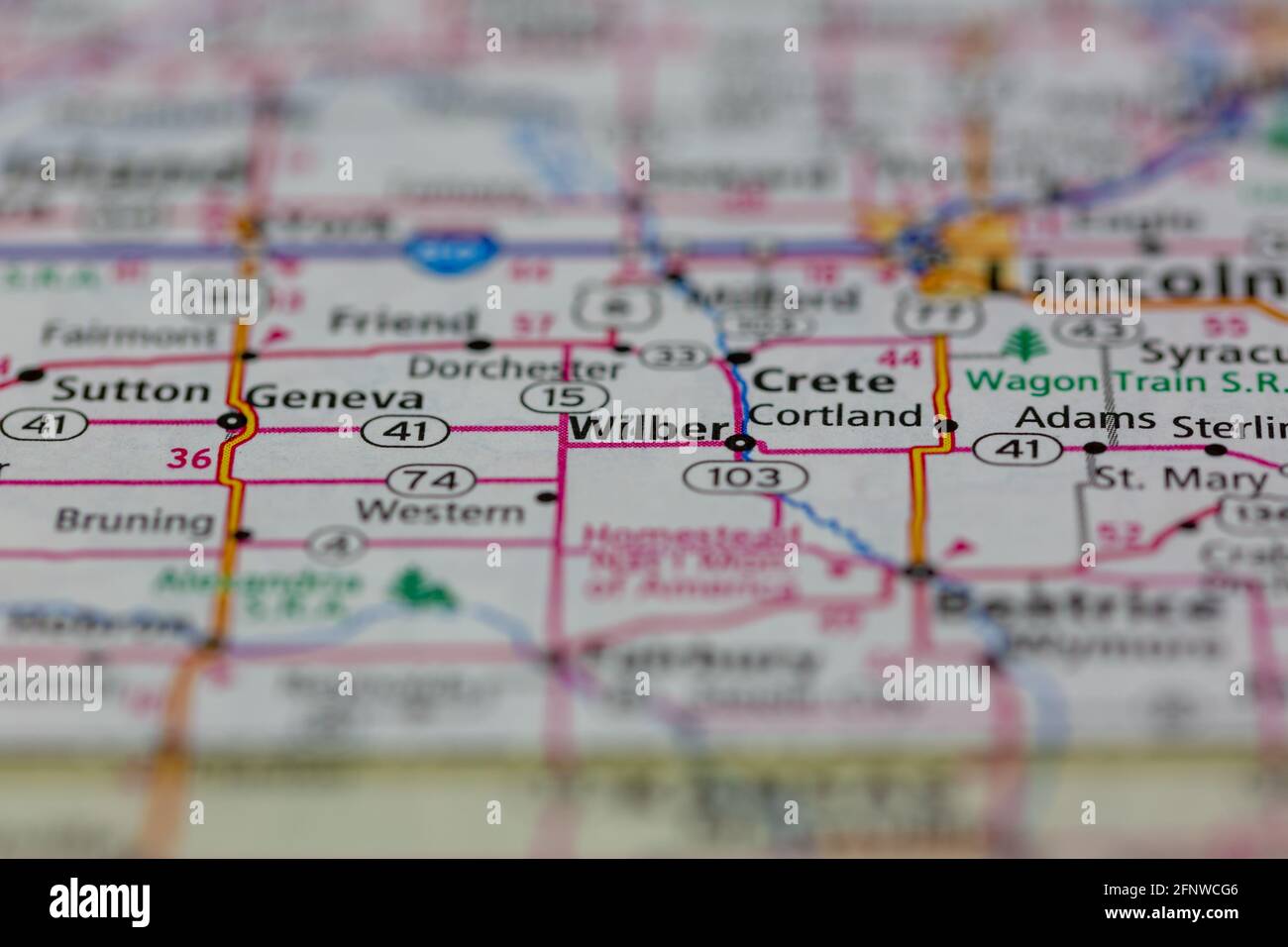 Wilber Nebraska USA Shown on a Geography map or Road map Stock Photo Alamy