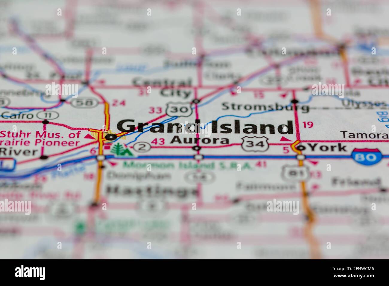 Grand Island Nebraska USA Shown on a Geography map or Road map Stock