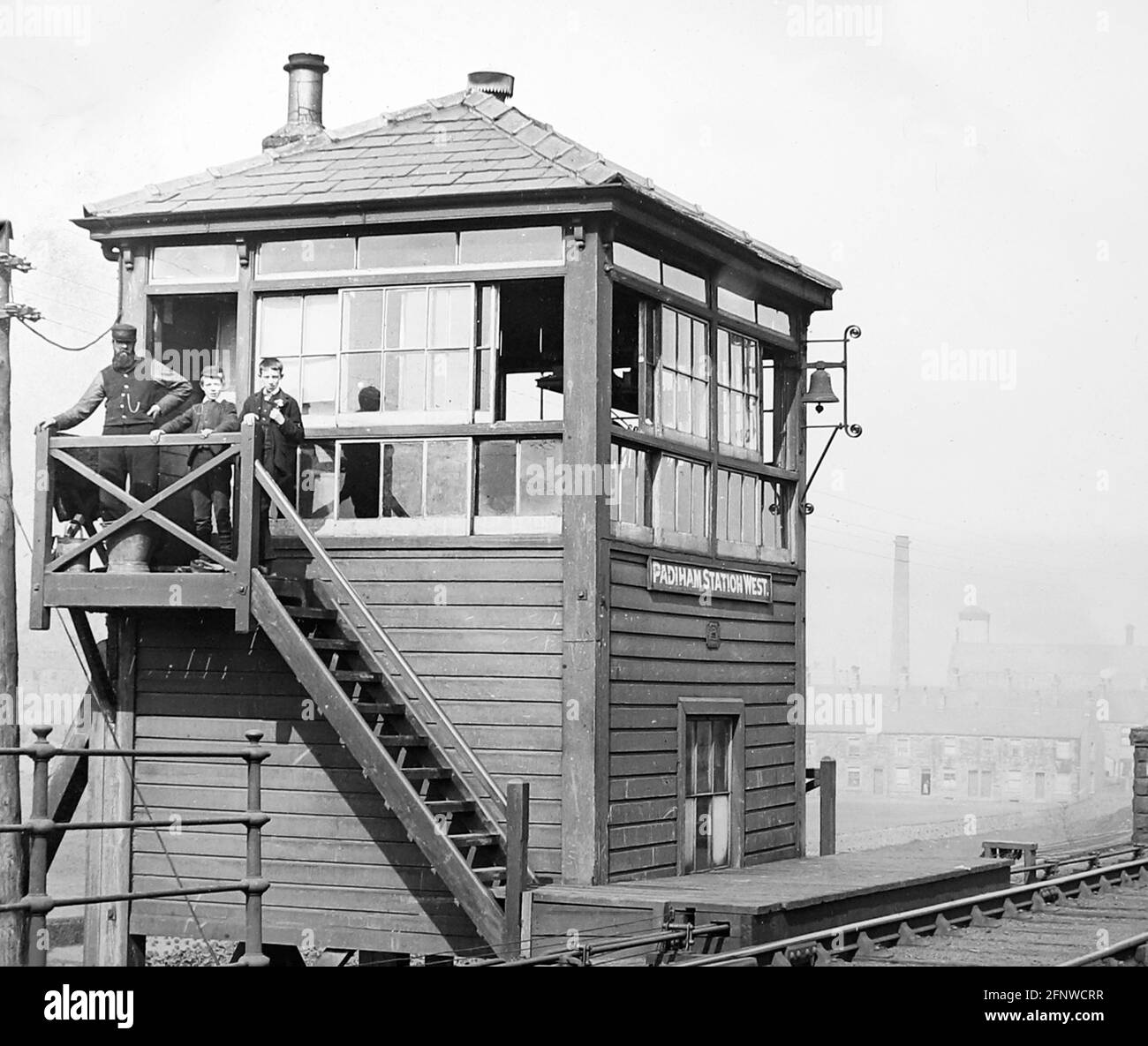 Padiham West Signal Box on the Lancashire and Yorkshire Railway, Victorian period Stock Photo