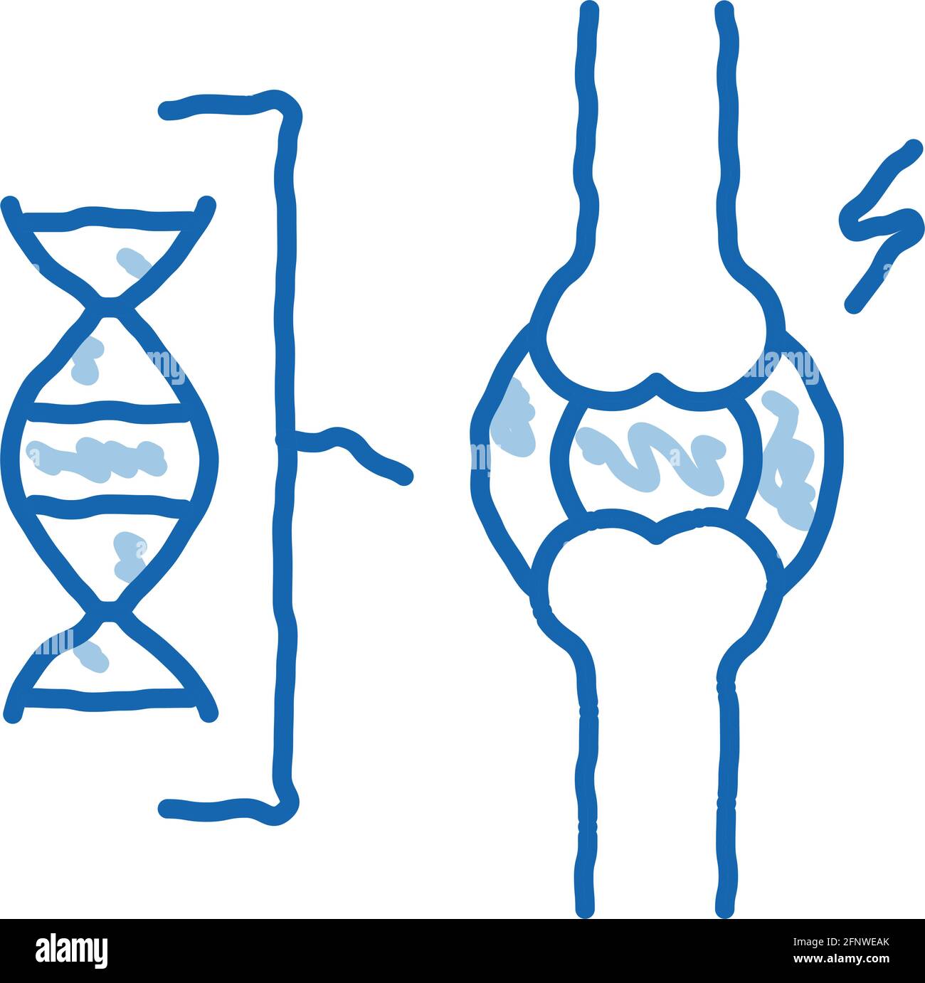 dna blood joint pain doodle icon hand drawn illustration Stock Vector