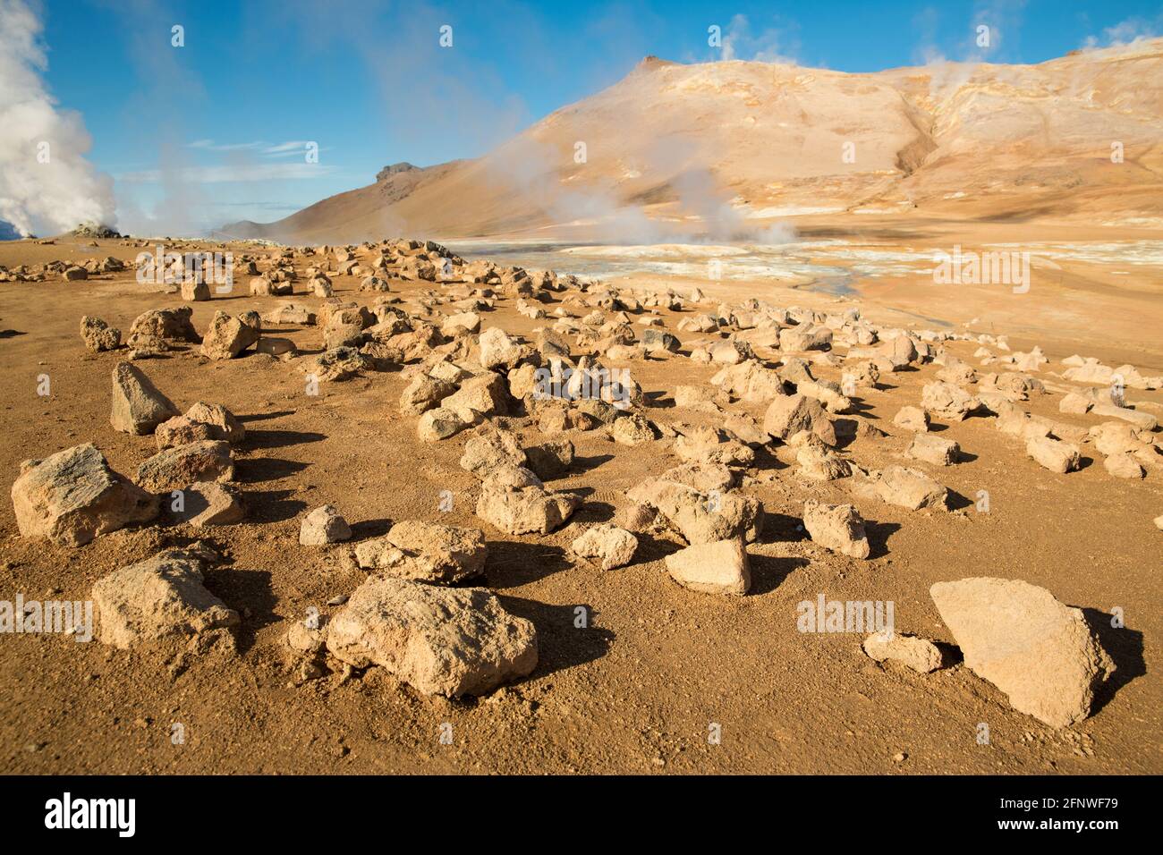 Astronaut in Martian landscape, Iceland Stock Photo