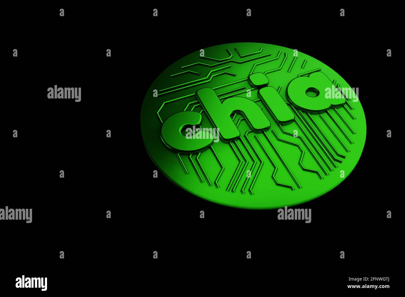 Green Chia Coin Isolated On Black Background Chia Eco Crypto Currency 3d Rendering Stock Photo Alamy