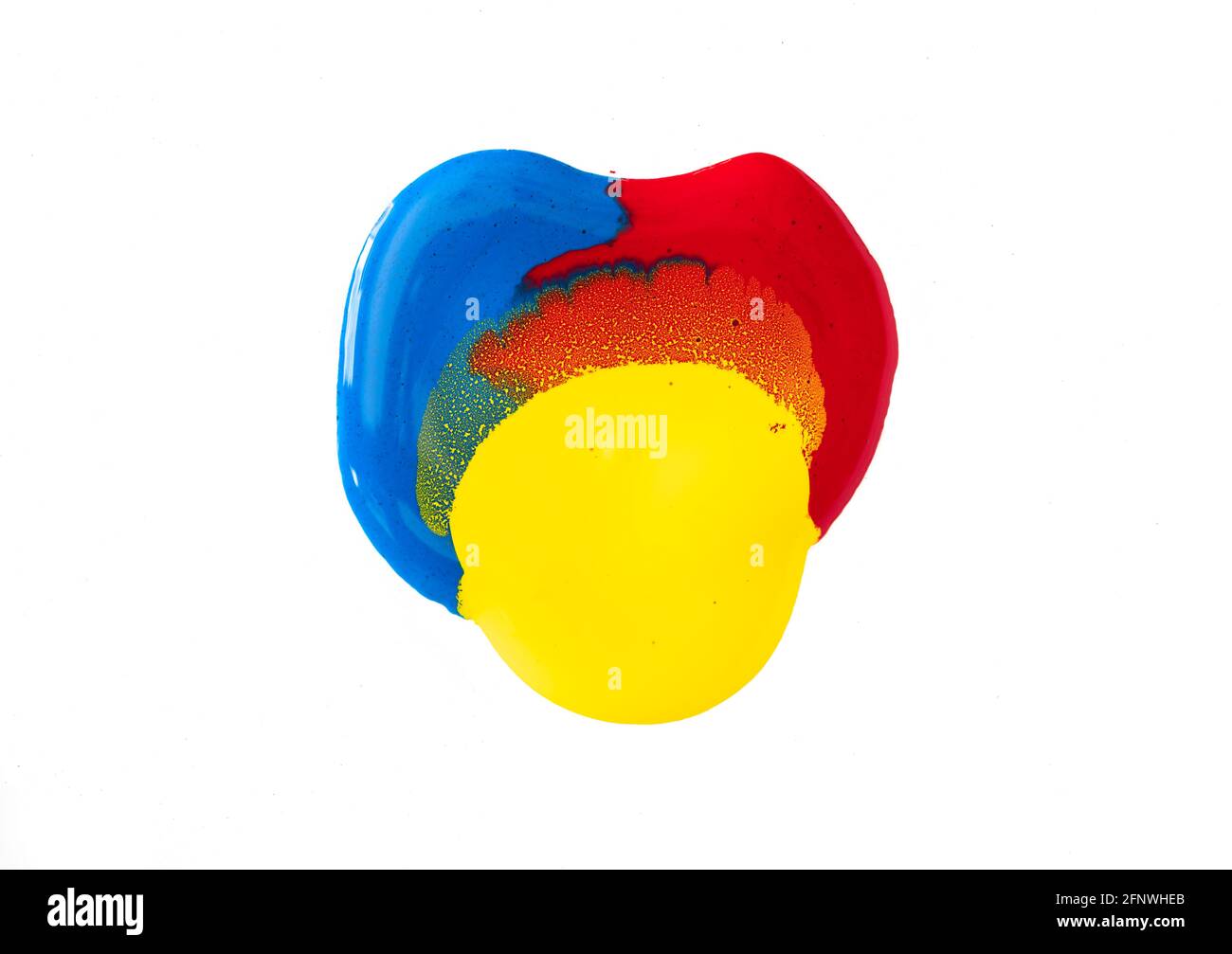 red, yellow, and blue acrylic paint Stock Photo