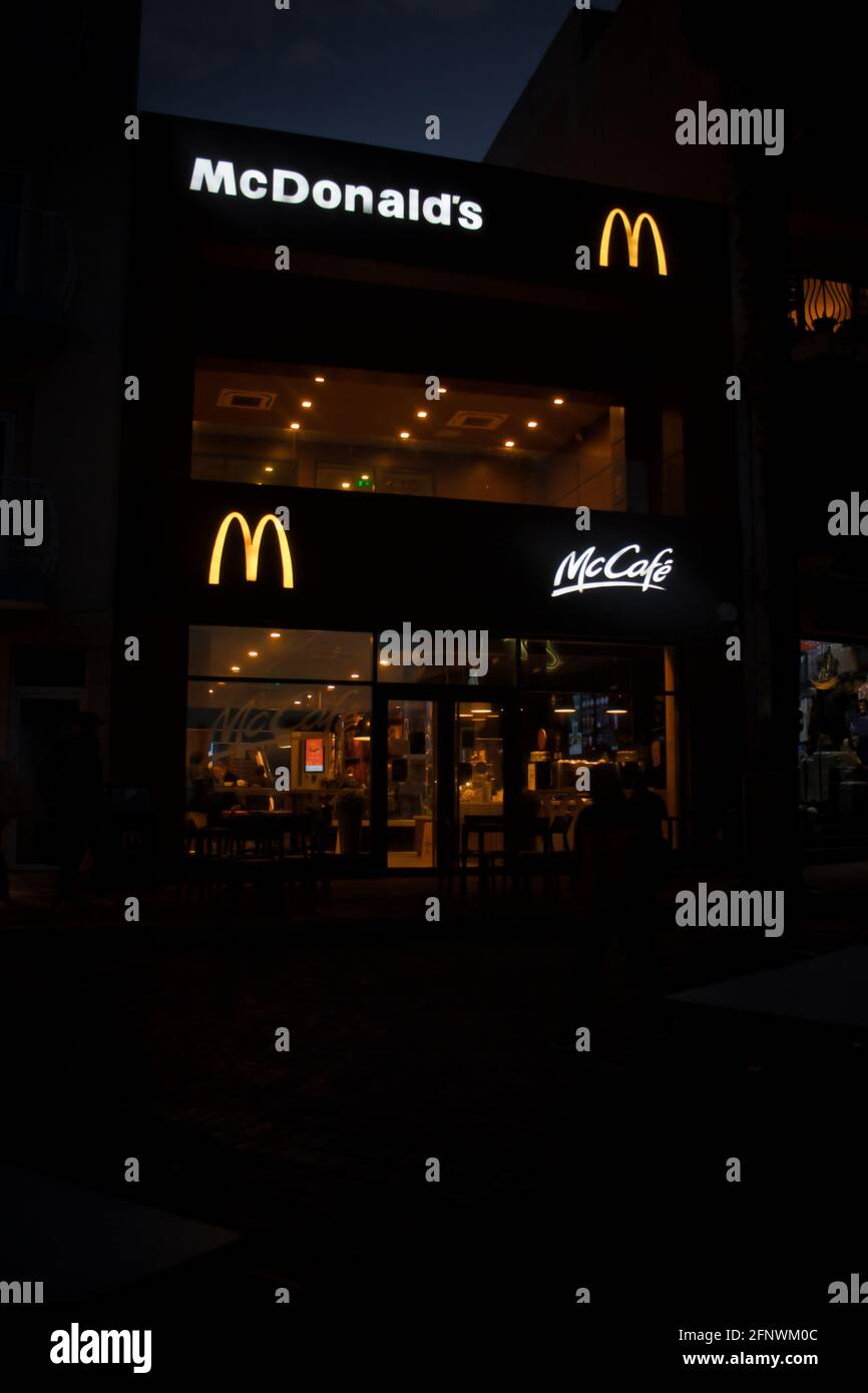 McDonald's fast food restaurant in St. Paul's Bay, Malta at night Stock