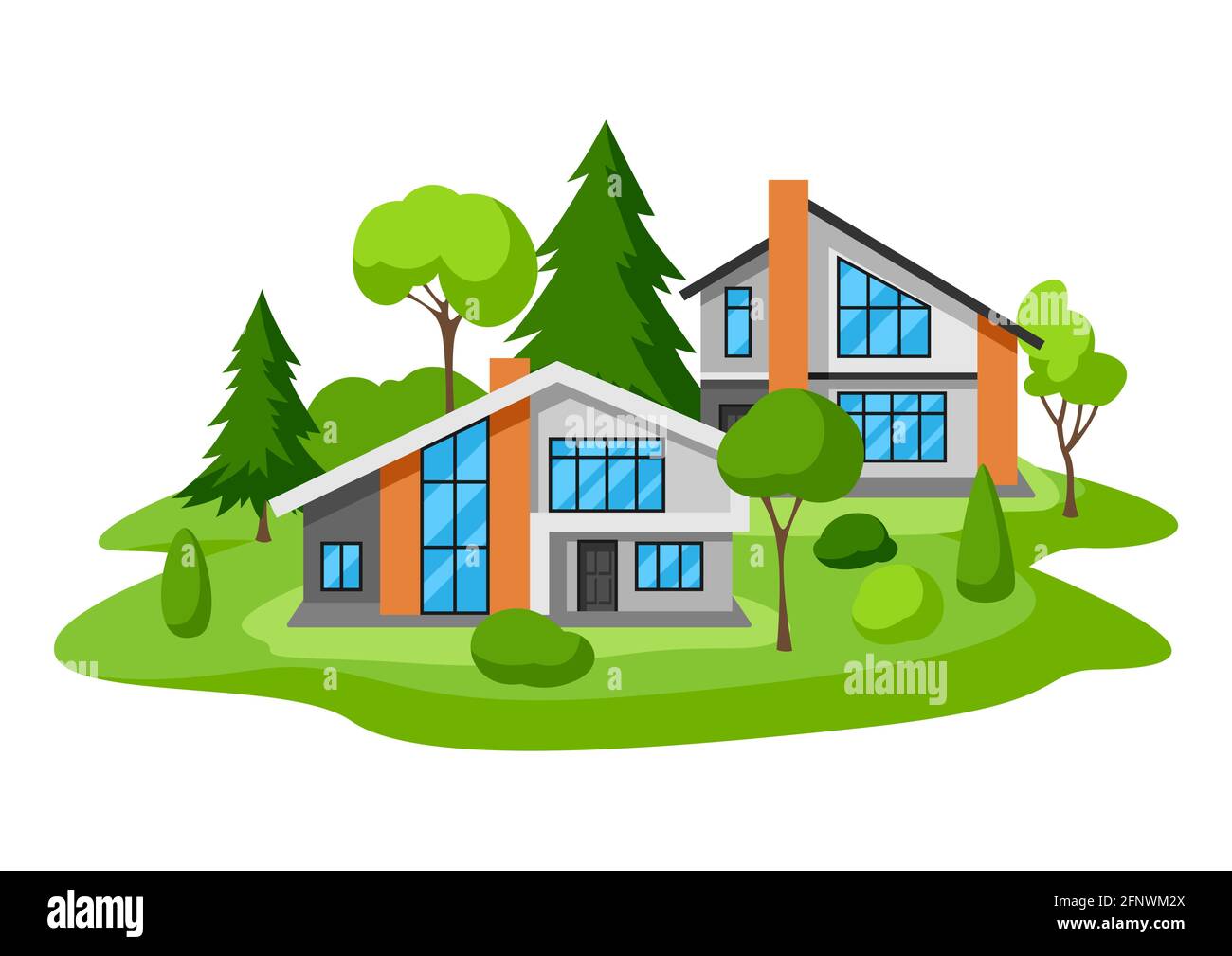 Background with modern luxury houses. Real estate cottages Stock Vector ...
