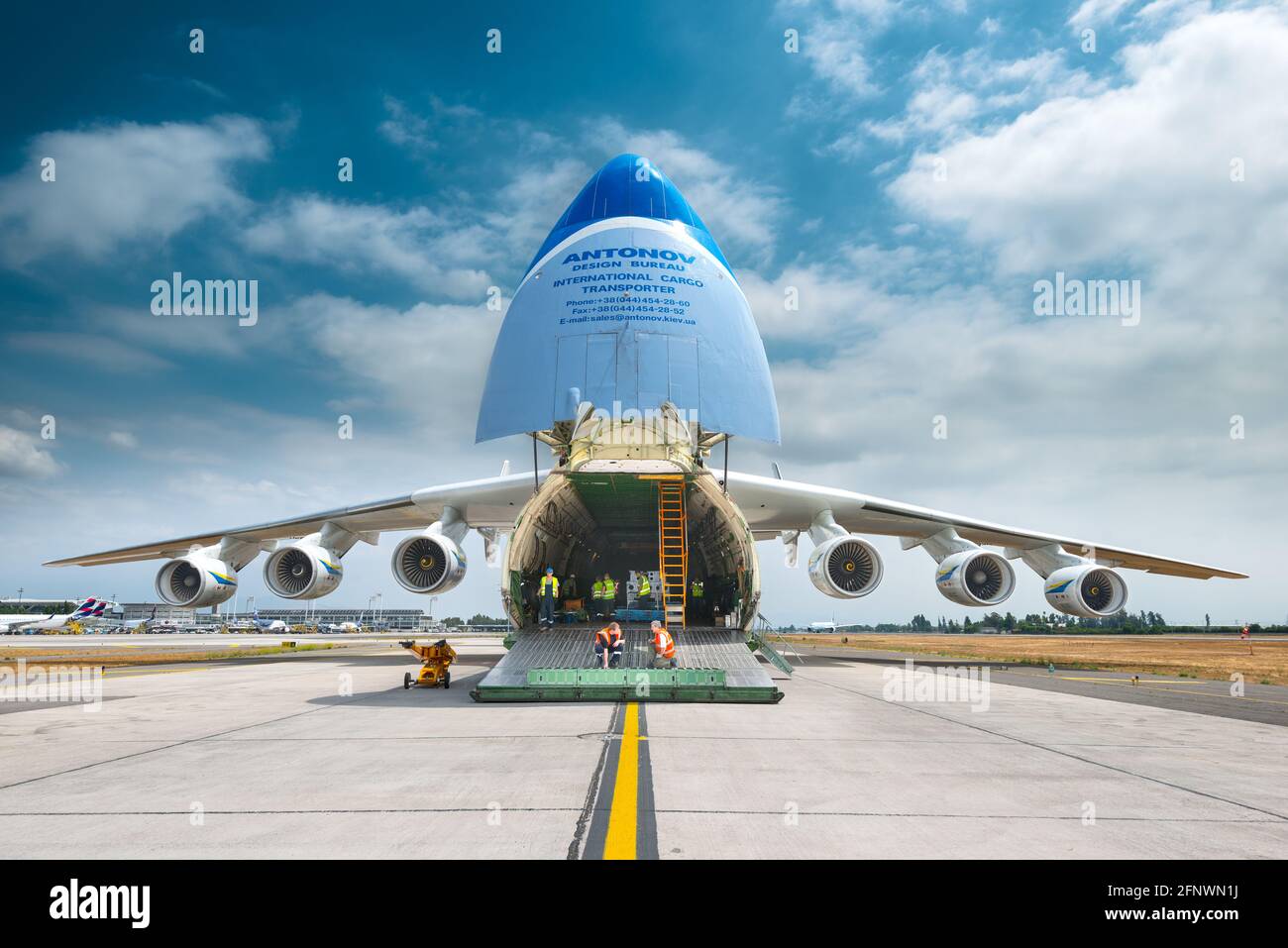 Santiago de Chile, Metropolitan Region, Chile, South America - The Antonov 225 also know as AN-225 and the biggest airplane in the Stock Photo