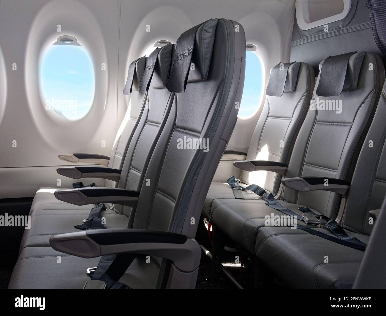 business class seats on the airplane vacant Stock Photo