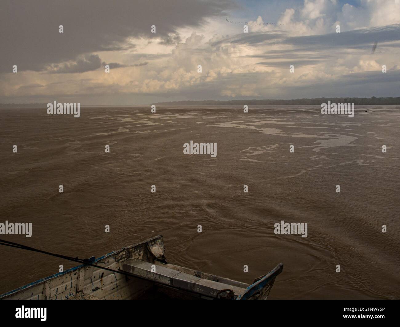 View of Amazon river during stormy weather. Amazonia. South America