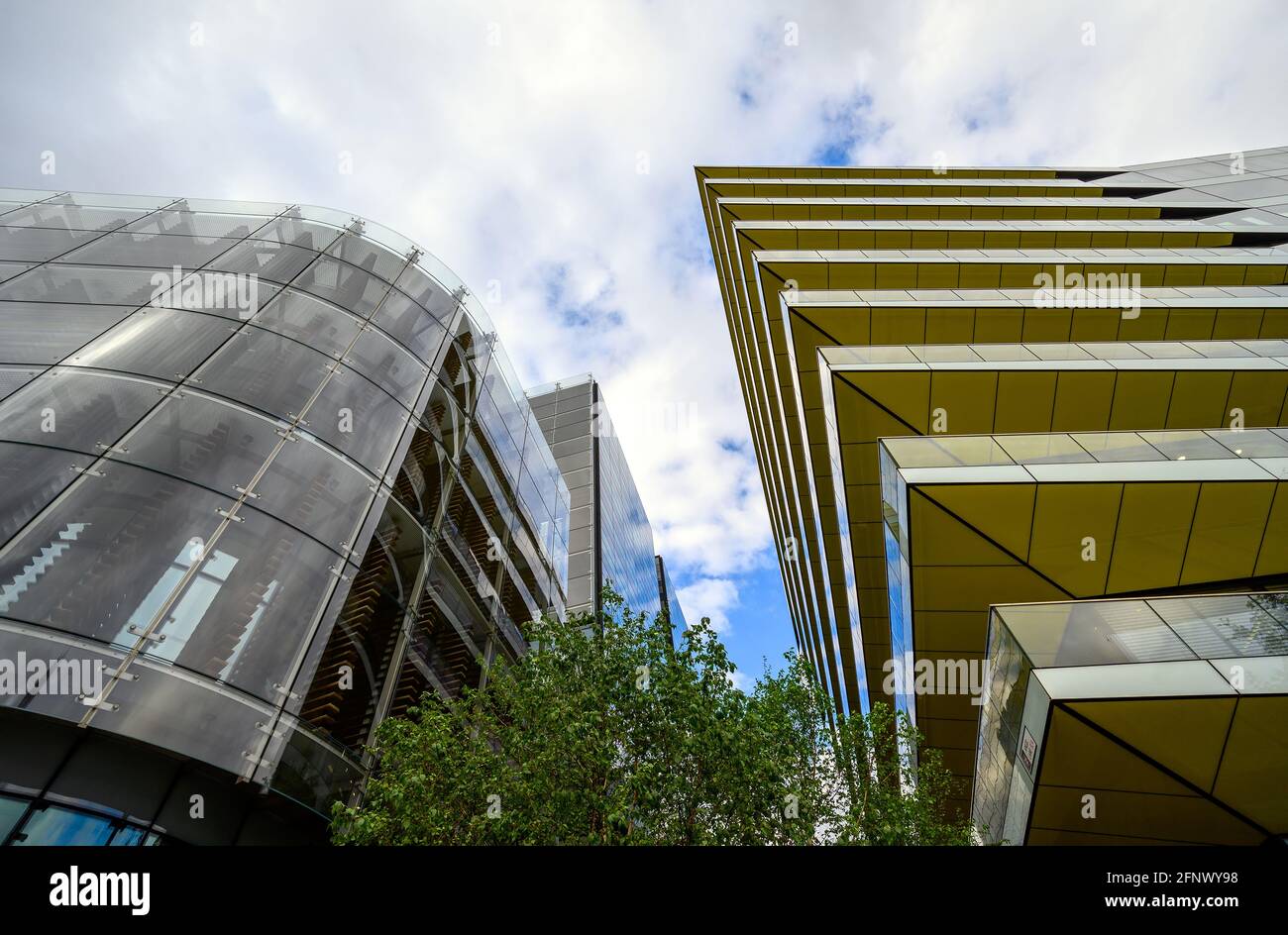 London, UK: Modern architecture in the City of London. Buildings located on Hanseatic Walk on the north bank of the River Thames near London Bridge. Stock Photo